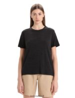 Icebreaker Women Merino Linen Short Sleeve T-Shirt Z04NXR674 Clothing Black