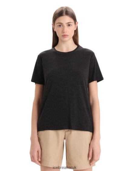 Icebreaker Women Merino Linen Short Sleeve T-Shirt Z04NXR674 Clothing Black