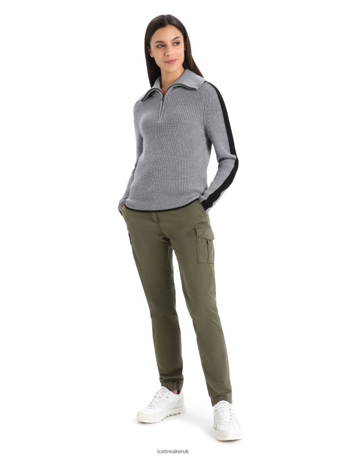 Icebreaker Women Merino Lodge Long Sleeve Half Zip Sweater Z04NXR725 Clothing Gritstone Heather/Black - Image 3