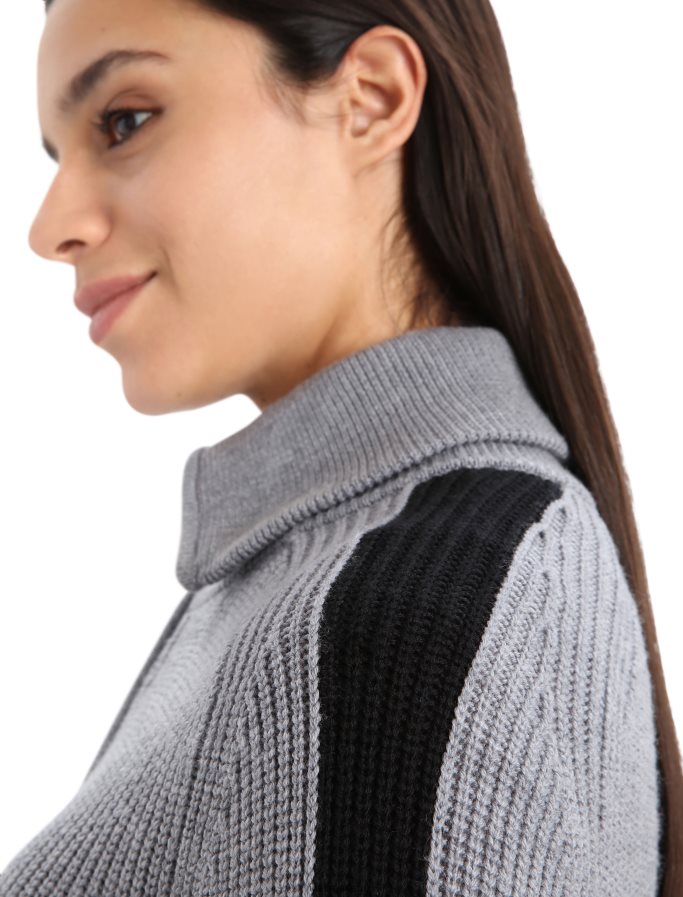 Icebreaker Women Merino Lodge Long Sleeve Half Zip Sweater Z04NXR725 Clothing Gritstone Heather/Black - Image 5
