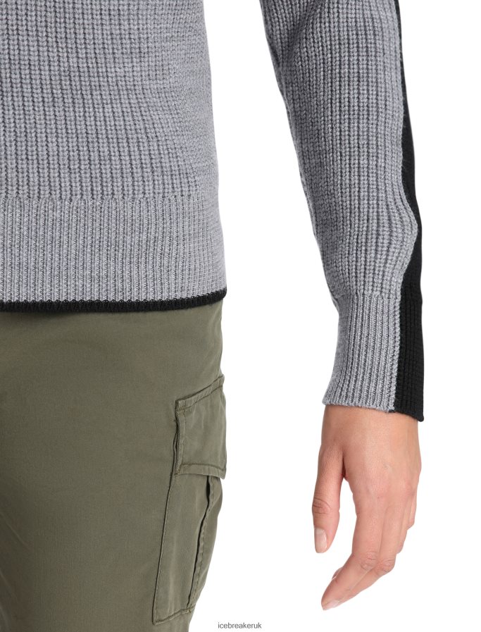 Icebreaker Women Merino Lodge Long Sleeve Half Zip Sweater Z04NXR725 Clothing Gritstone Heather/Black - Image 6