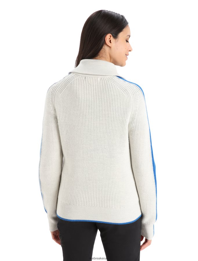 Icebreaker Women Merino Lodge Long Sleeve Half Zip Sweater Z04NXR838 Clothing Ecru Heather/Lazurite - Image 2