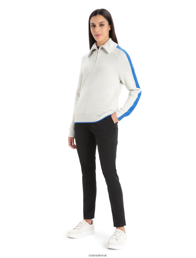 Icebreaker Women Merino Lodge Long Sleeve Half Zip Sweater Z04NXR838 Clothing Ecru Heather/Lazurite - Image 3