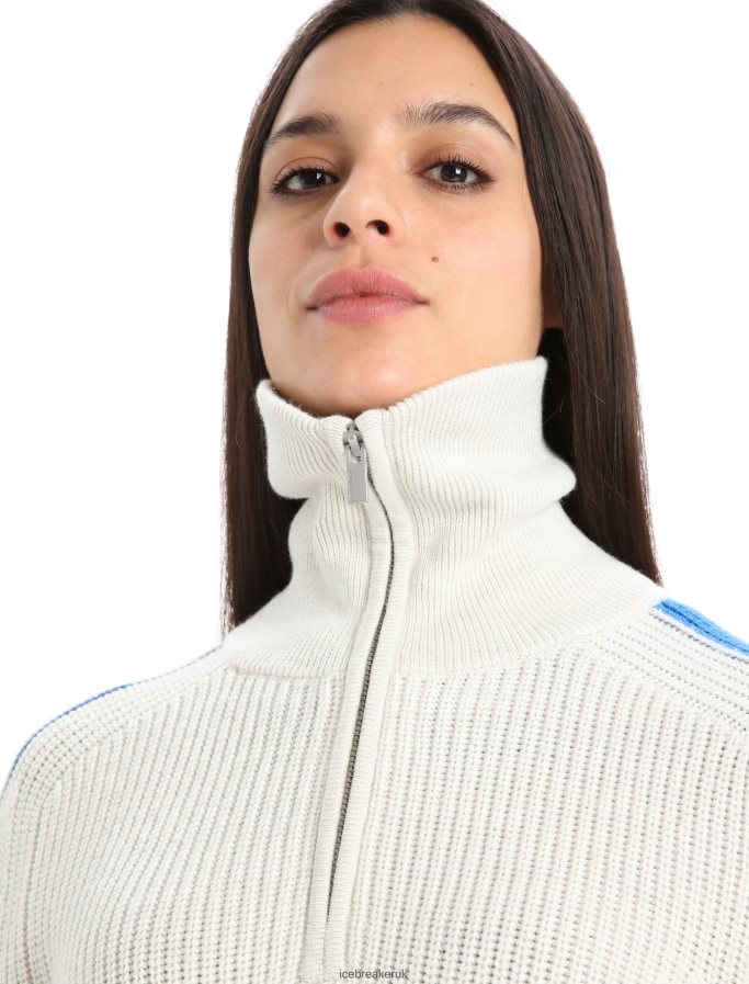 Icebreaker Women Merino Lodge Long Sleeve Half Zip Sweater Z04NXR838 Clothing Ecru Heather/Lazurite - Image 4