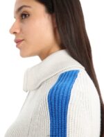 Icebreaker Women Merino Lodge Long Sleeve Half Zip Sweater Z04NXR838 Clothing Ecru Heather/Lazurite - Image 5