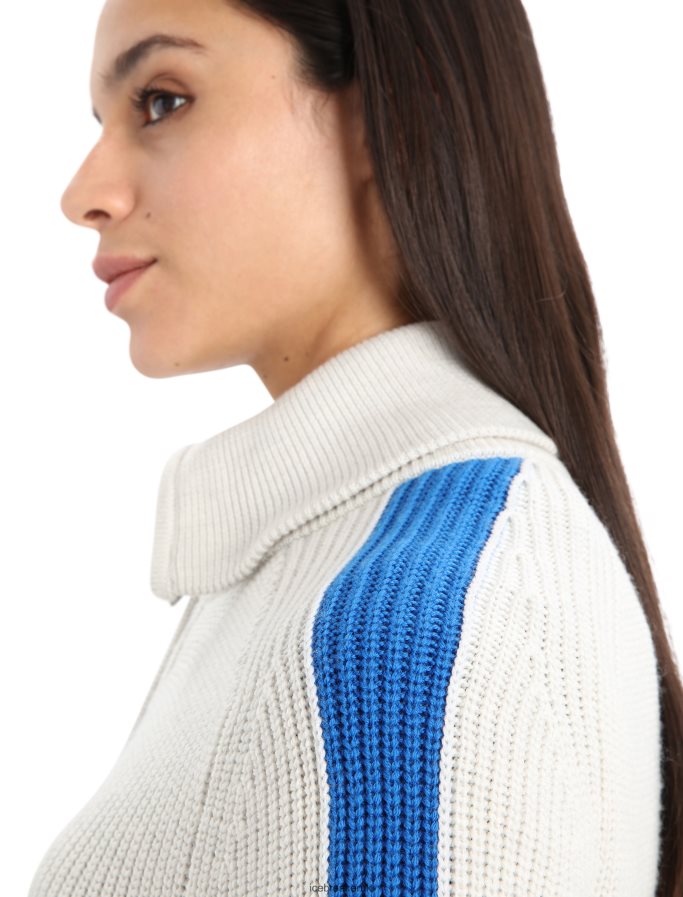 Icebreaker Women Merino Lodge Long Sleeve Half Zip Sweater Z04NXR838 Clothing Ecru Heather/Lazurite - Image 5