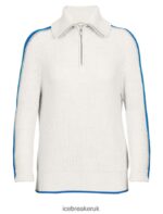Icebreaker Women Merino Lodge Long Sleeve Half Zip Sweater Z04NXR838 Clothing Ecru Heather/Lazurite - Image 7