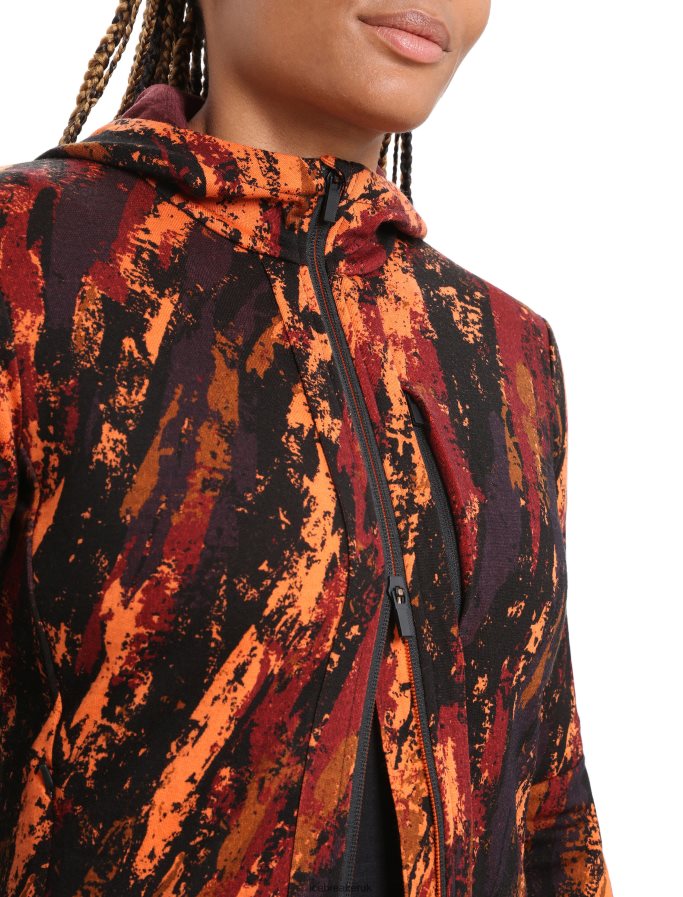 Icebreaker Women Merino Quantum III Long Sleeve Zip Hoodie Sedimentary Jacket Z04NXR861 Clothing Cherry/Flash - Image 5