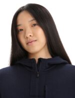 Icebreaker Women Merino Quantum III Long Sleeve Zip Hoodie Z04NXR698 Clothing Midnight Navy - Image 4
