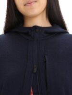 Icebreaker Women Merino Quantum III Long Sleeve Zip Hoodie Z04NXR698 Clothing Midnight Navy - Image 6