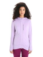 Icebreaker Women Merino Quantum III Long Sleeve Zip Hoodie Z04NXR699 Clothing Purple Gaze/Go Berry