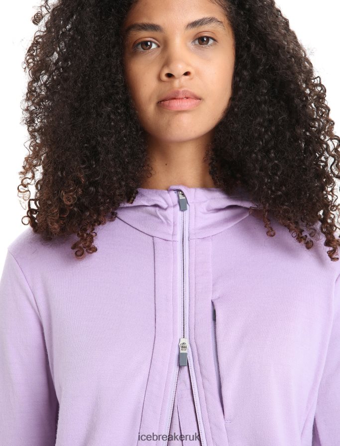 Icebreaker Women Merino Quantum III Long Sleeve Zip Hoodie Z04NXR699 Clothing Purple Gaze/Go Berry - Image 4