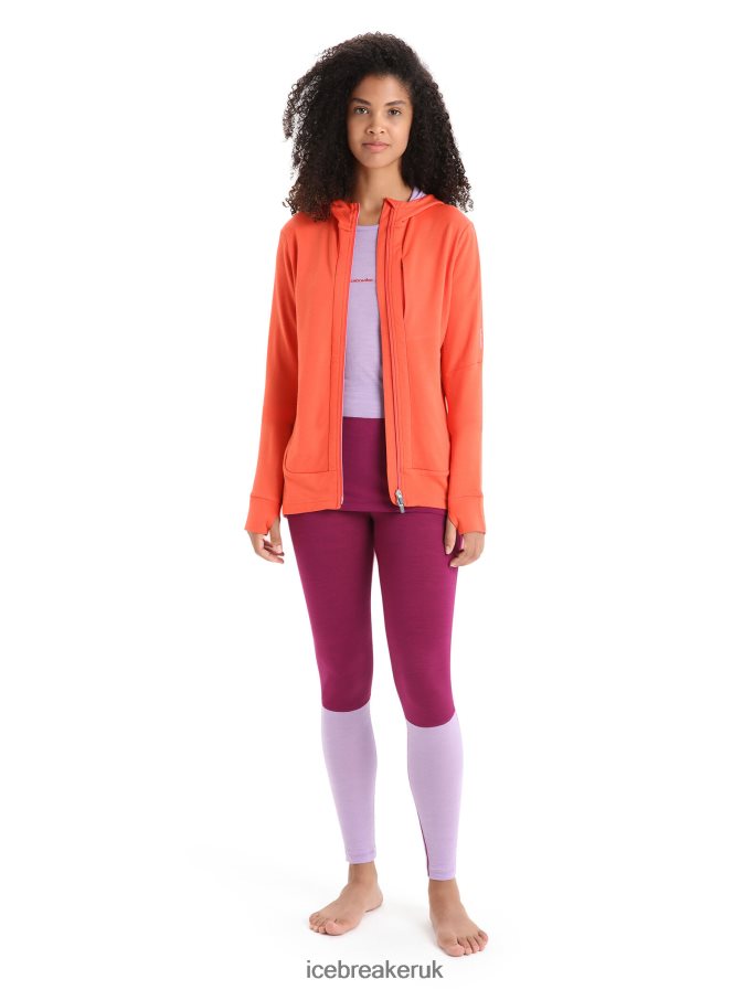Icebreaker Women Merino Quantum III Long Sleeve Zip Hoodie Z04NXR700 Clothing Vibrant Earth/Purple Gaze - Image 3
