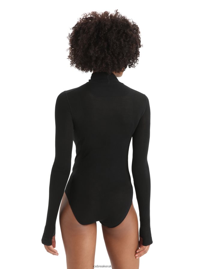 Icebreaker Women Merino Queens Long Sleeve High Neck Bodysuit Z04NXR543 Clothing Black - Image 2