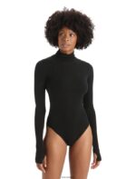 Icebreaker Women Merino Queens Long Sleeve High Neck Bodysuit Z04NXR543 Clothing Black
