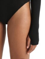 Icebreaker Women Merino Queens Long Sleeve High Neck Bodysuit Z04NXR543 Clothing Black - Image 5