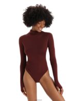 Icebreaker Women Merino Queens Long Sleeve High Neck Bodysuit Z04NXR915 Clothing Espresso