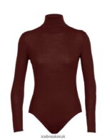 Icebreaker Women Merino Queens Long Sleeve High Neck Bodysuit Z04NXR915 Clothing Espresso - Image 6