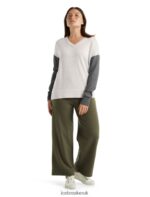 Icebreaker Women Merino Shearer V Neck Sweater Z04NXR875 Clothing Ecru Heather/Gritstone Heather - Image 3