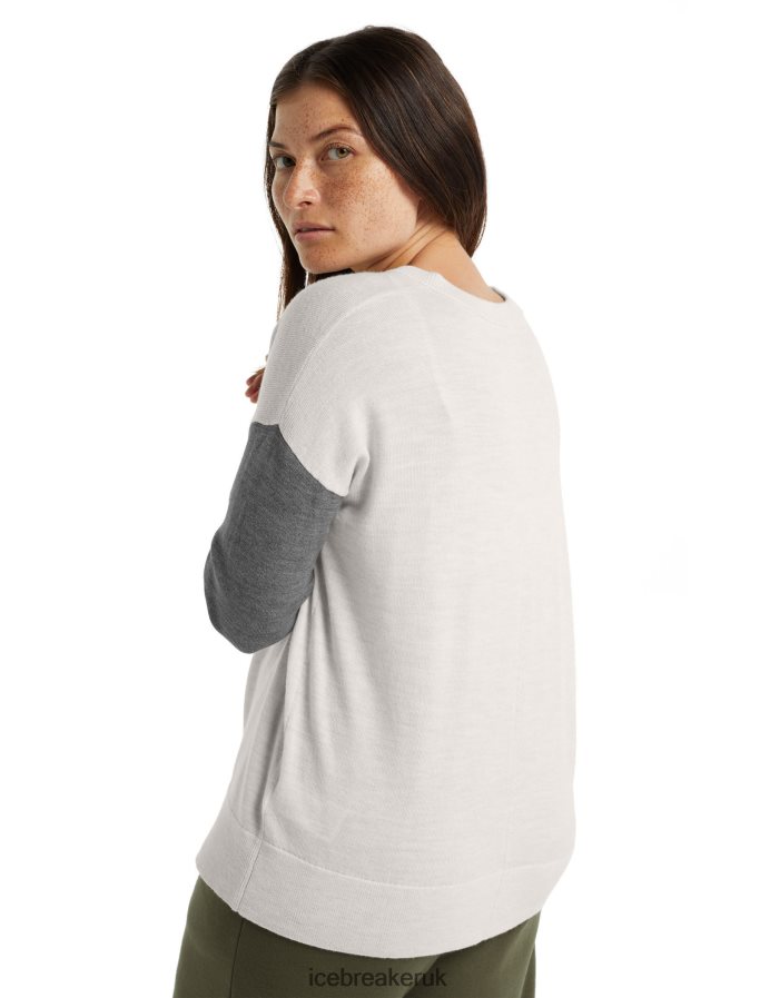 Icebreaker Women Merino Shearer V Neck Sweater Z04NXR875 Clothing Ecru Heather/Gritstone Heather - Image 4