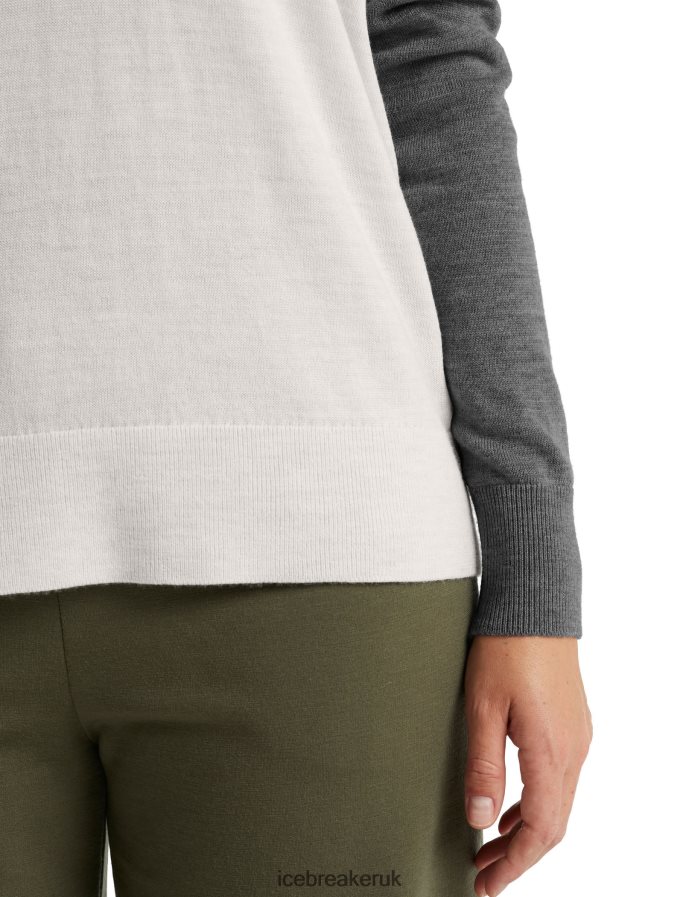 Icebreaker Women Merino Shearer V Neck Sweater Z04NXR875 Clothing Ecru Heather/Gritstone Heather - Image 6
