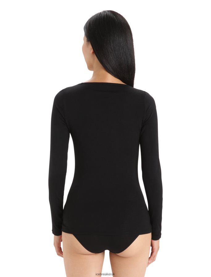 Icebreaker Women Merino Siren Long Sleeve Sweetheart Top Z04NXR549 Clothing Black - Image 2