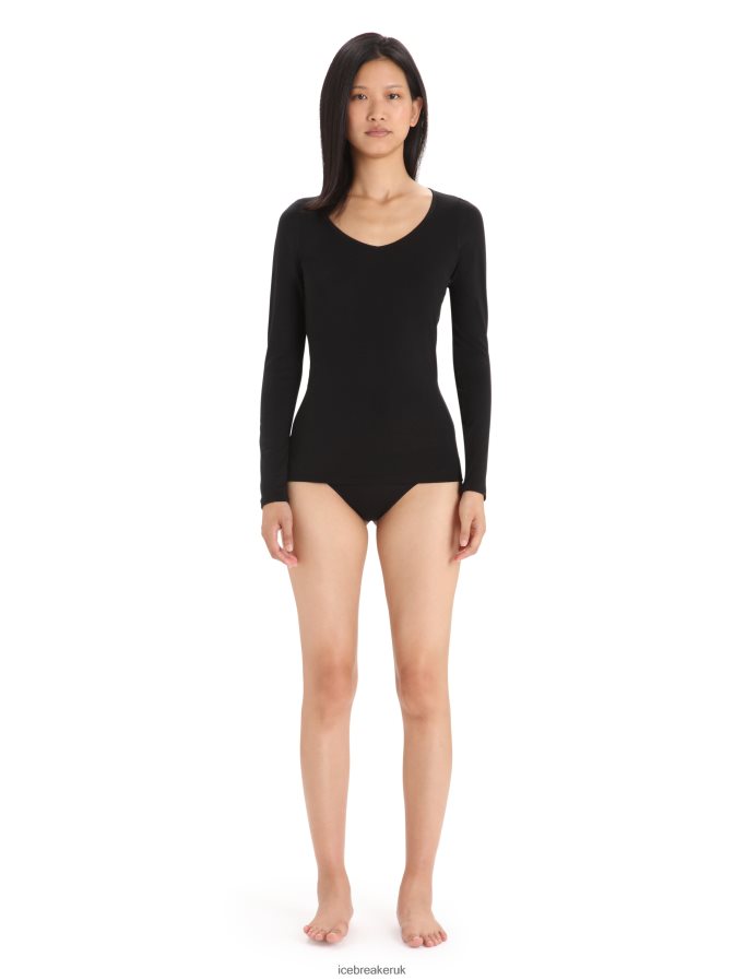 Icebreaker Women Merino Siren Long Sleeve Sweetheart Top Z04NXR549 Clothing Black - Image 3