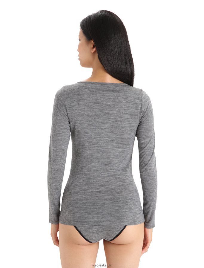 Icebreaker Women Merino Siren Long Sleeve Sweetheart Top Z04NXR550 Clothing Gritstone Heather - Image 2