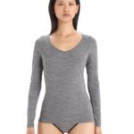 Icebreaker Women Merino Siren Long Sleeve Sweetheart Top Z04NXR550 Clothing Gritstone Heather