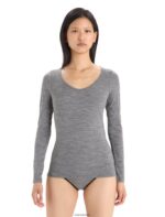 Icebreaker Women Merino Siren Long Sleeve Sweetheart Top Z04NXR550 Clothing Gritstone Heather