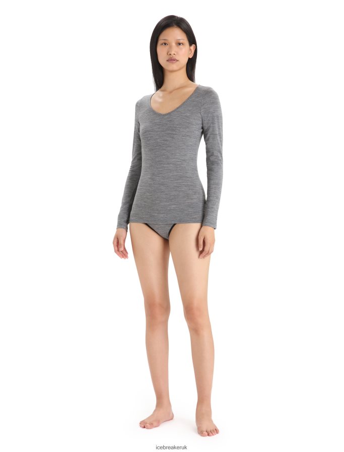 Icebreaker Women Merino Siren Long Sleeve Sweetheart Top Z04NXR550 Clothing Gritstone Heather - Image 3