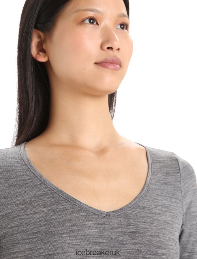 Icebreaker Women Merino Siren Long Sleeve Sweetheart Top Z04NXR550 Clothing Gritstone Heather - Image 4