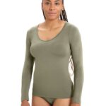 Icebreaker Women Merino Siren Long Sleeve Sweetheart Top Z04NXR551 Clothing Loden
