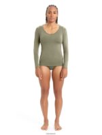 Icebreaker Women Merino Siren Long Sleeve Sweetheart Top Z04NXR551 Clothing Loden - Image 3