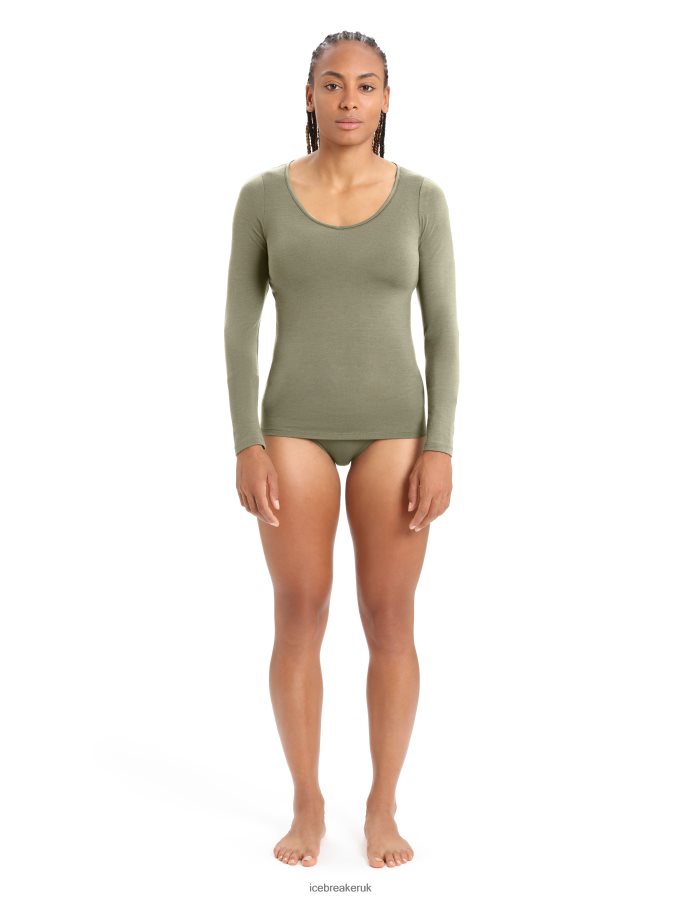 Icebreaker Women Merino Siren Long Sleeve Sweetheart Top Z04NXR551 Clothing Loden - Image 3