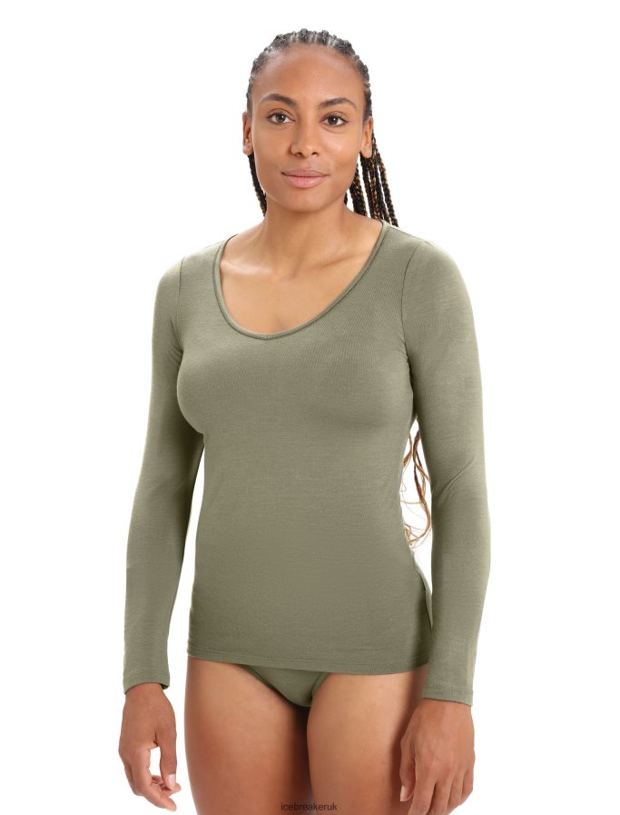 Icebreaker Women Merino Siren Long Sleeve Sweetheart Top Z04NXR551 Clothing Loden - Image 1