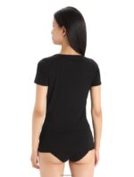 Icebreaker Women Merino Siren Short Sleeve Sweetheart Top Z04NXR539 Clothing Black - Image 2