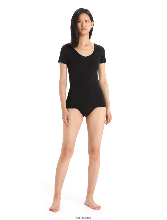 Icebreaker Women Merino Siren Short Sleeve Sweetheart Top Z04NXR539 Clothing Black - Image 3