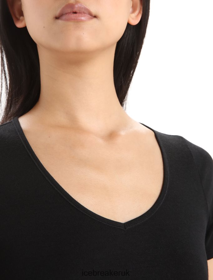 Icebreaker Women Merino Siren Short Sleeve Sweetheart Top Z04NXR539 Clothing Black - Image 4