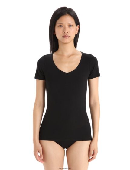 Icebreaker Women Merino Siren Short Sleeve Sweetheart Top Z04NXR539 Clothing Black