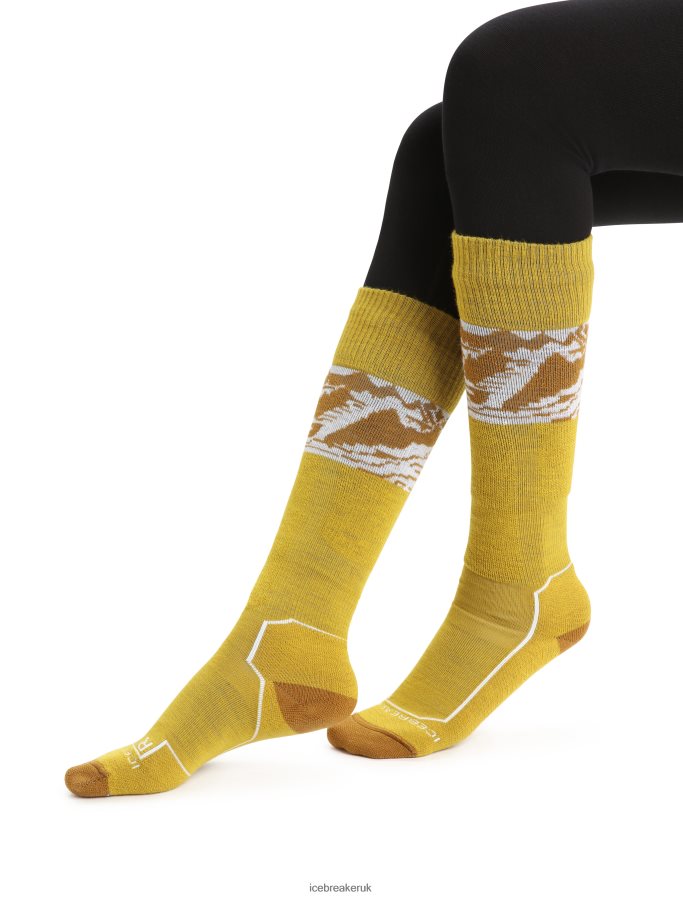 Icebreaker Women Merino Ski+ Light Over the Calf Alps 3D Z04NXR919 Accessories Silent Gold/Clove - Image 2