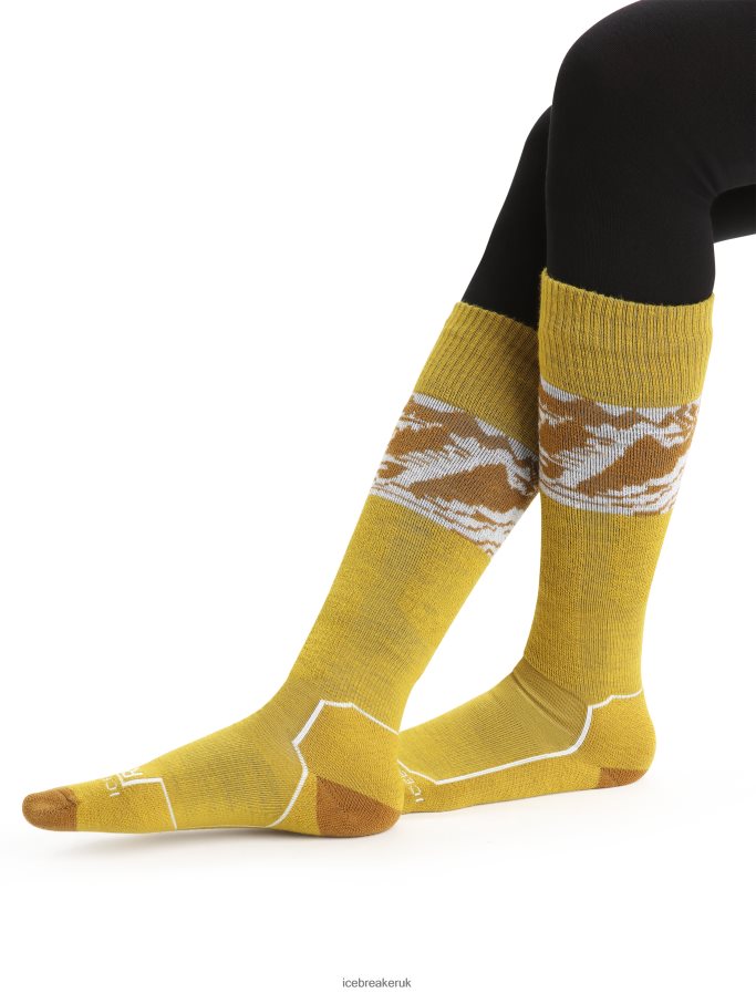 icebreaker_women_merino_ski_light_over_the_calf_alps_3d_z04nxr919_accessories_silent_gold_clove.jpg Icebreaker Women Merino Ski+ Light Over the Calf Alps 3D Z04NXR919 Accessories Silent Gold/Clove - Image 1