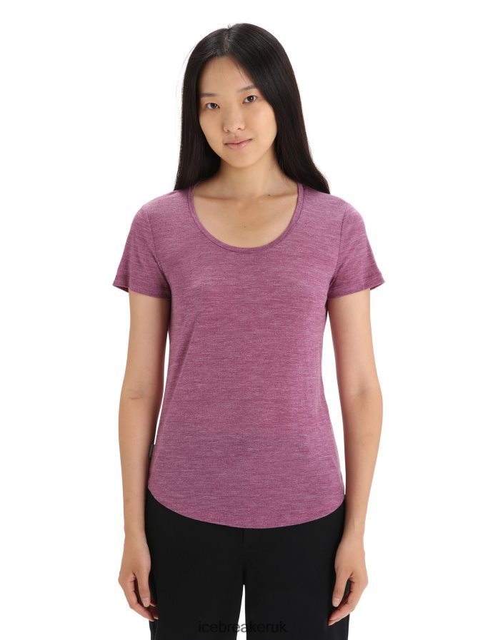 icebreaker_women_merino_sphere_ii_short_sleeve_scoop_t_shirt_z04nxr613_clothing_go_berry_heather.jpg Icebreaker Women Merino Sphere II Short Sleeve Scoop T-Shirt Z04NXR613 Clothing Go Berry Heather - Image 1