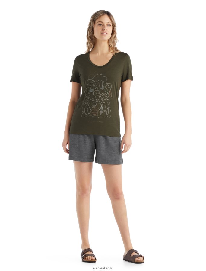 Icebreaker Women Merino Tech Lite II Short Sleeve Scoop T-Shirt Circle Z04NXR929 Clothing Loden - Image 2
