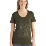 Icebreaker Women Merino Tech Lite II Short Sleeve Scoop T-Shirt Circle Z04NXR929 Clothing Loden