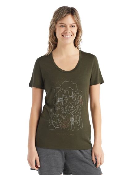 Icebreaker Women Merino Tech Lite II Short Sleeve Scoop T-Shirt Circle Z04NXR929 Clothing Loden