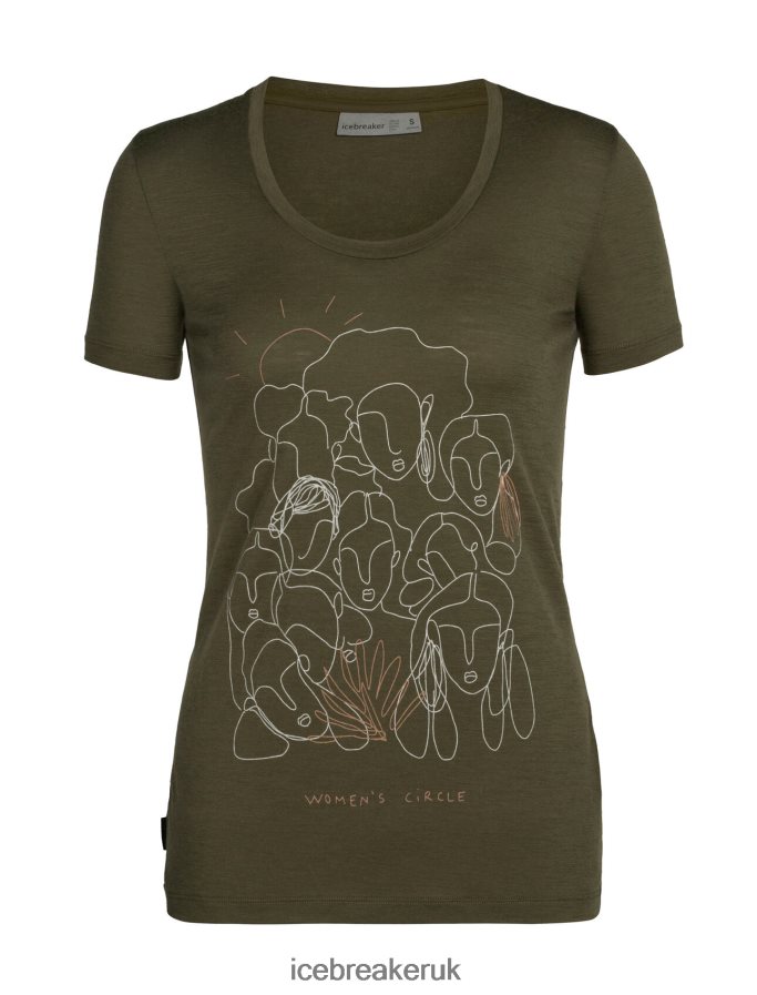 Icebreaker Women Merino Tech Lite II Short Sleeve Scoop T-Shirt Circle Z04NXR929 Clothing Loden - Image 6