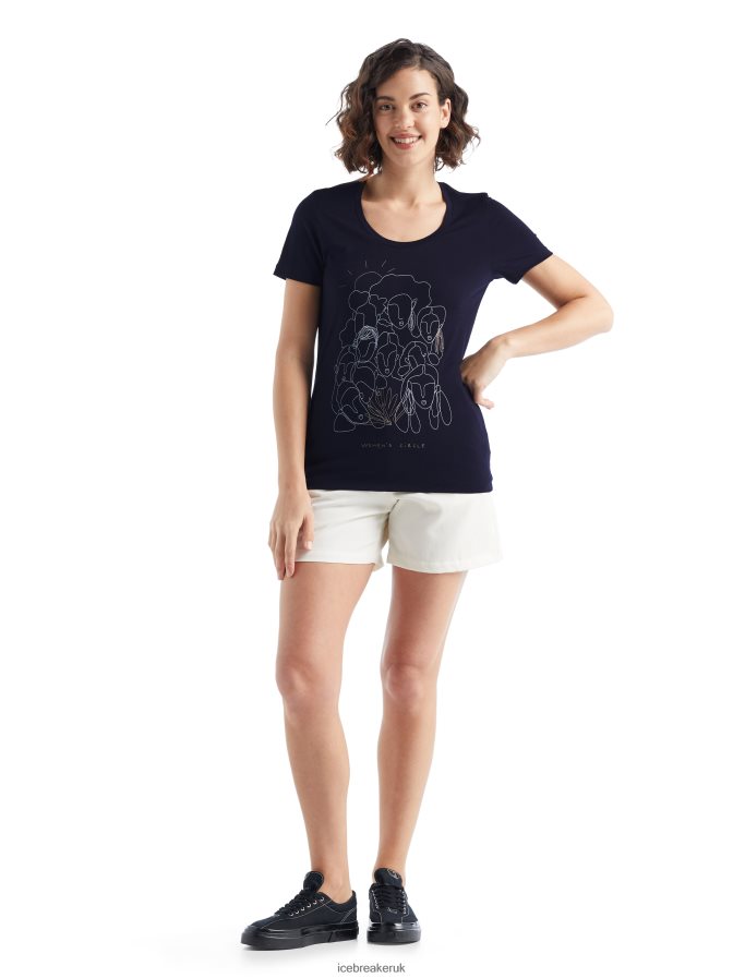 Icebreaker Women Merino Tech Lite II Short Sleeve Scoop T-Shirt Circle Z04NXR930 Clothing Midnight Navy - Image 2