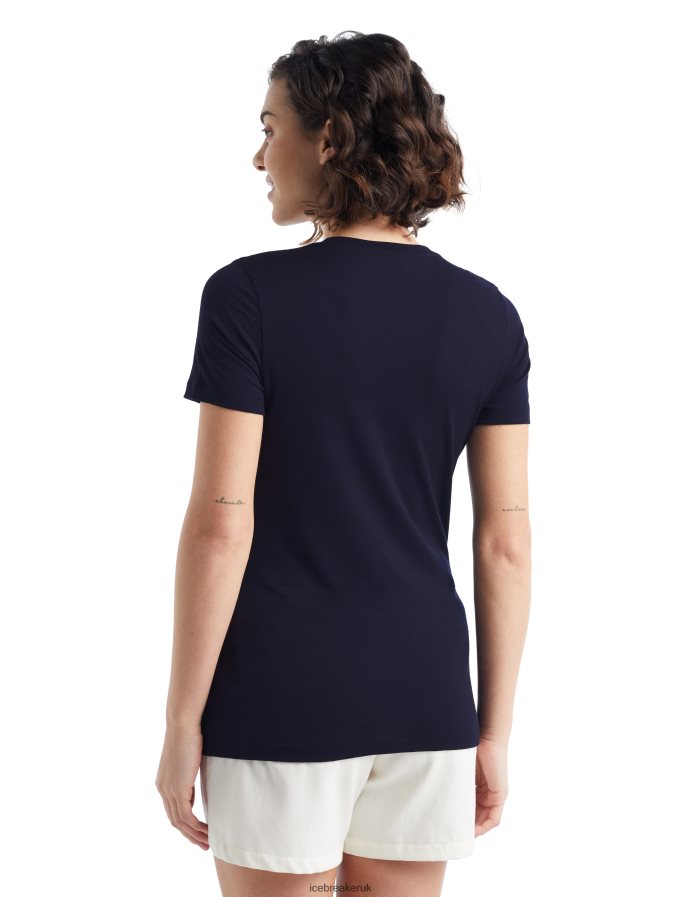 Icebreaker Women Merino Tech Lite II Short Sleeve Scoop T-Shirt Circle Z04NXR930 Clothing Midnight Navy - Image 3