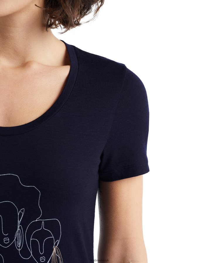 Icebreaker Women Merino Tech Lite II Short Sleeve Scoop T-Shirt Circle Z04NXR930 Clothing Midnight Navy - Image 4